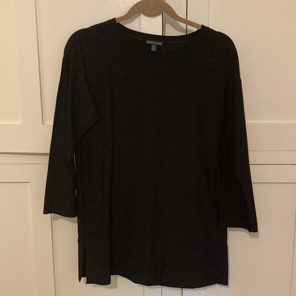 EILEEN FISHER Black top size PS/PP worn once because it is too big for me - Picture 2 of 6